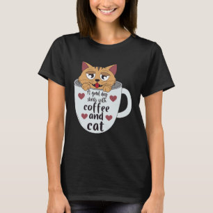 Kaffee und Katzen Mocha Espresso Cappuccino Frühs T-Shirt