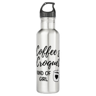 Kaffee und Krokett irgendwie Mädchen. Edelstahlflasche