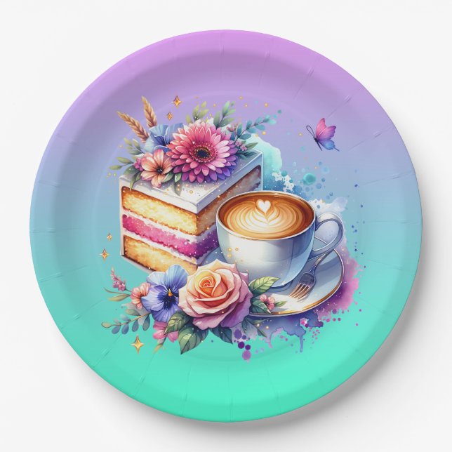 Kaffee und Kuchen | Geburtstag des besten Freundes Pappteller (Vorderseite)
