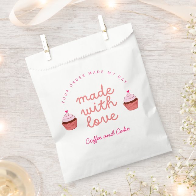 Kaffee und Kuchen mit Liebe gemacht Cupcake Geschenktütchen (Ausgeschnitten)