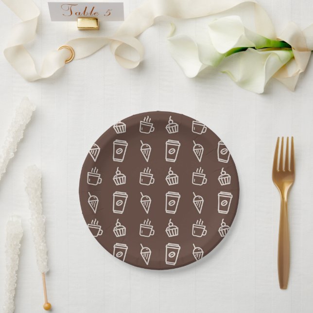 Kaffee- und Kuchenmuster Pappteller (Hochzeit)
