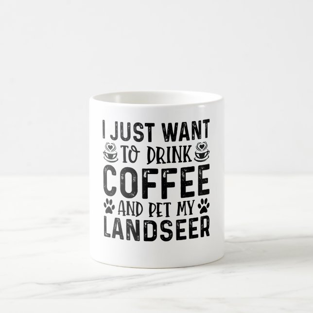 Kaffee und Landseer Dog Funny Kaffeetasse (Mittel)