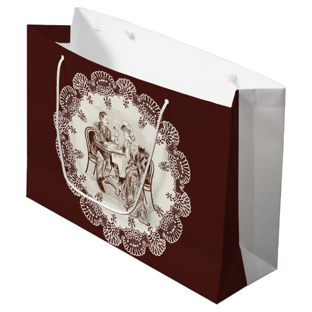 Kaffee und Liebe Große Geschenktüte (Vorderseite Schrägansicht)