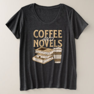 Kaffee und lustiger Vintage-Roman zum Lesen Große Größe T-Shirt