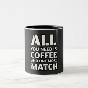 Kaffee- und Match-Gaming-Zitat Zweifarbige Tasse