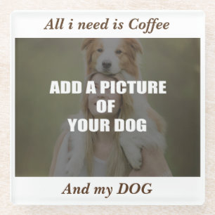Kaffee und mein Hundebüt Kissen Glasuntersetzer
