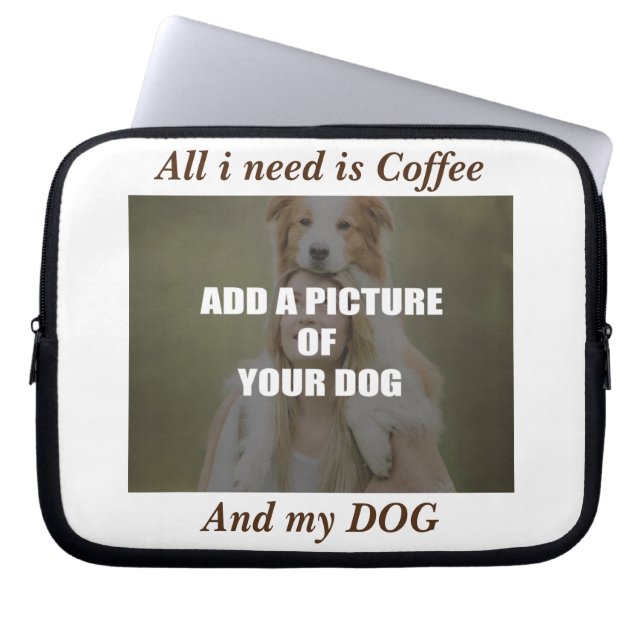 Kaffee und mein Hundebüt Kissen Laptopschutzhülle (Vorderseite)