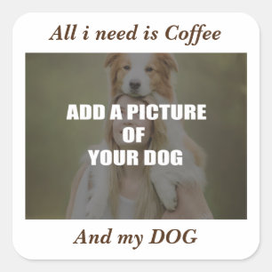 Kaffee und mein Hundebüt Kissen Quadratischer Aufkleber