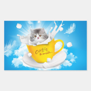 Kaffee und Milch Rechteckiger Aufkleber