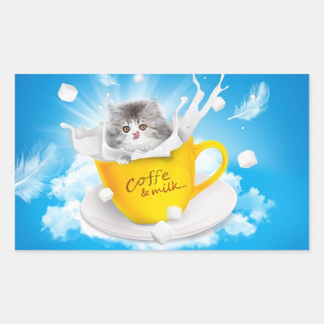 Kaffee und Milch Rechteckiger Aufkleber (Vorderseite)