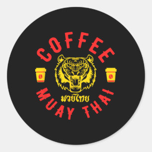 Kaffee und Muay Thai Lustiges Mma-Kickbox-Geschenk Runder Aufkleber
