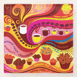 Kaffee- und Muffin-Muster Glasuntersetzer