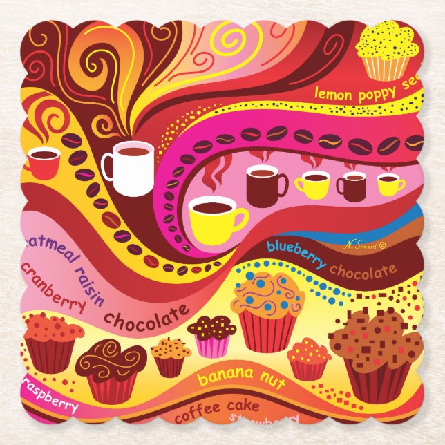 Kaffee- und Muffin-Muster Untersetzer (Vorderseite)