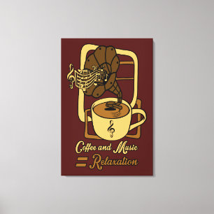 Kaffee und Musik ist Entspannung Acryl Wandkunst L Leinwanddruck