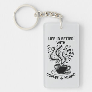 Kaffee und Musik Schlüsselanhänger