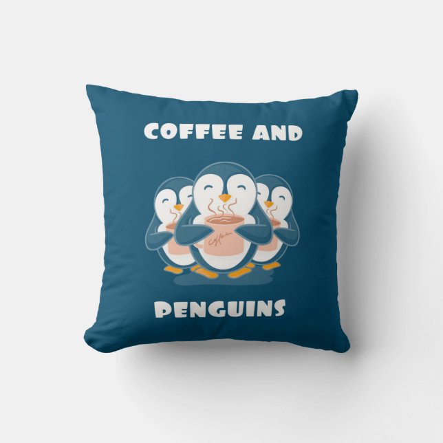 Kaffee und Pinguine Kissen (Vorderseite)