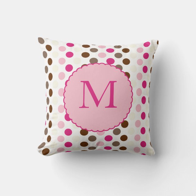 Kaffee-und Rosa-buntes Tupfen-Kissen Kissen (Vorderseite)