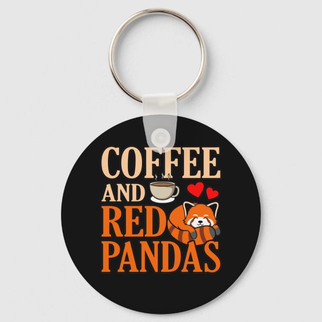 Kaffee und rote Pandas Niedliche Panda für Haustie Schlüsselanhänger (Vorderseite)