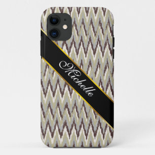 Kaffee und Sage iKat ZigZag Muster iPhone 11 Hülle