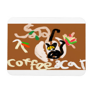 Kaffee und schwarze Katze Magnet