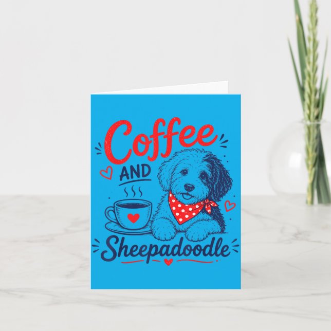 Kaffee und Sheepadoodle-Mama Fpirate-Held Doggo Pf Karte (Vorderseite)