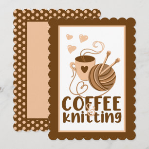 Kaffee und Stricken Grußkarte Dankeskarte