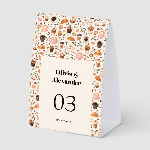 Kaffee- und Süßigkeiten-Muster-Papier-Tischzelt  Tischaufsteller