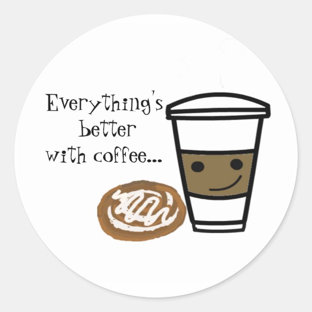 Kaffee und Süßigkeiten Runder Aufkleber (Vorderseite)