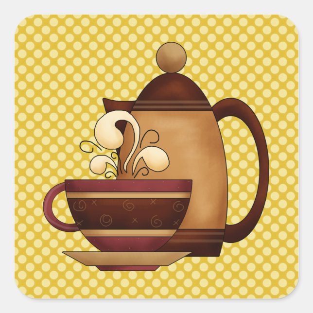 Kaffee- und Tassen-Aufkleber Quadratischer Aufkleber (Vorderseite)
