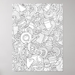 Kaffee-und Tee-Gekritzel 2 Poster
