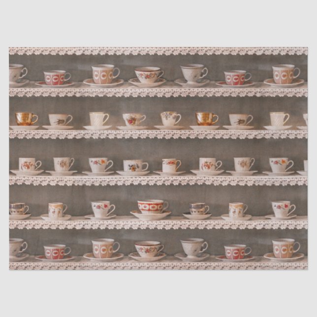 Kaffee- und Teebeutel auf einem Sofa Niedliches Fo Seidenpapier (Vorderseite)