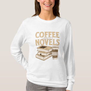 Kaffee und Vintages Buch T-Shirt