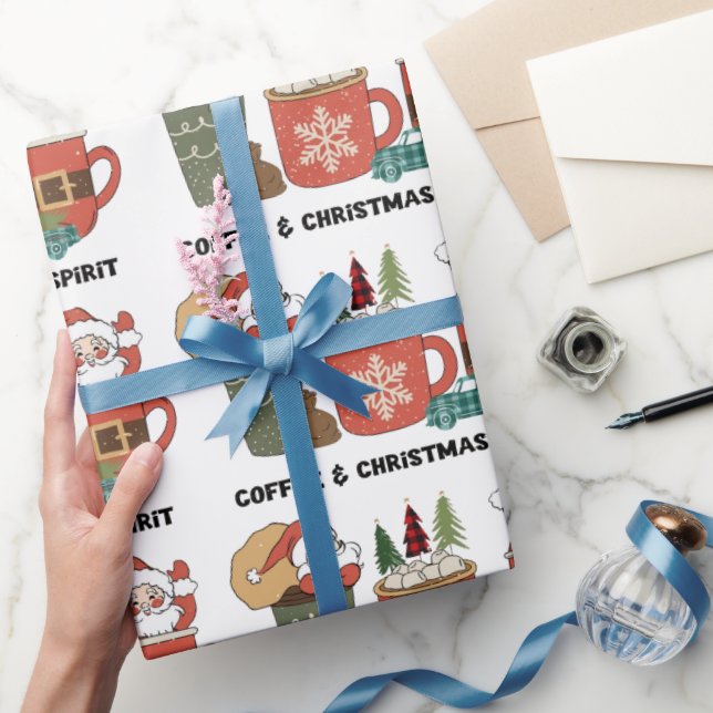 Kaffee und Weihnachtsgeist Geschenkpapier (Schenken)