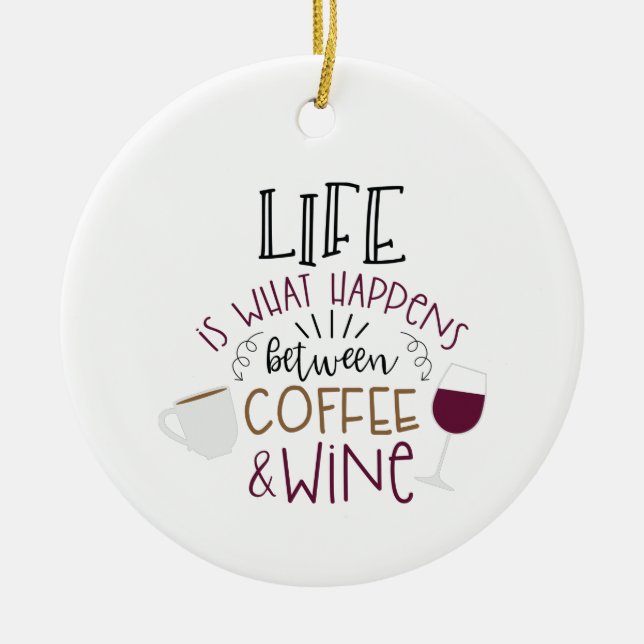 Kaffee und Wein Keramik Ornament (Vorne)