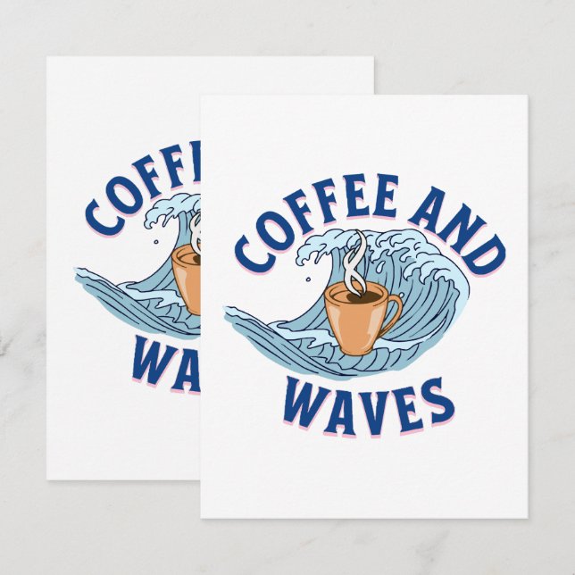 Kaffee und Wellen Begleitkarte (Vorne/Hinten)