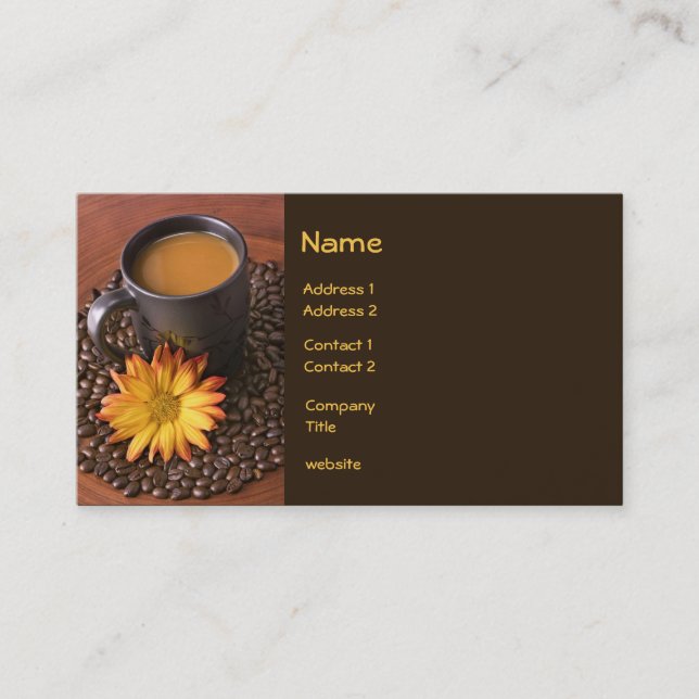Kaffee- und Yellow Daisy-Visitenkarte Visitenkarte (Vorderseite)