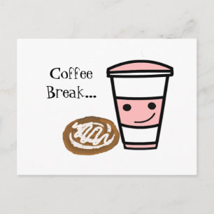 Kaffee und Zimtschnecke Postkarte