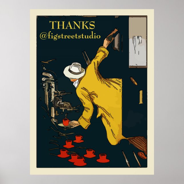 Kaffee unterwegs Vintages Espressozeichen Poster (Vorne)