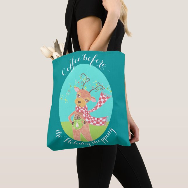 Kaffee vor dem Holiday Shopping Rentierbeutel Tasche (Von Nahem)