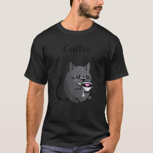 Kaffee, weil Mord falsch ist Schwarze Katze trinkt T-Shirt