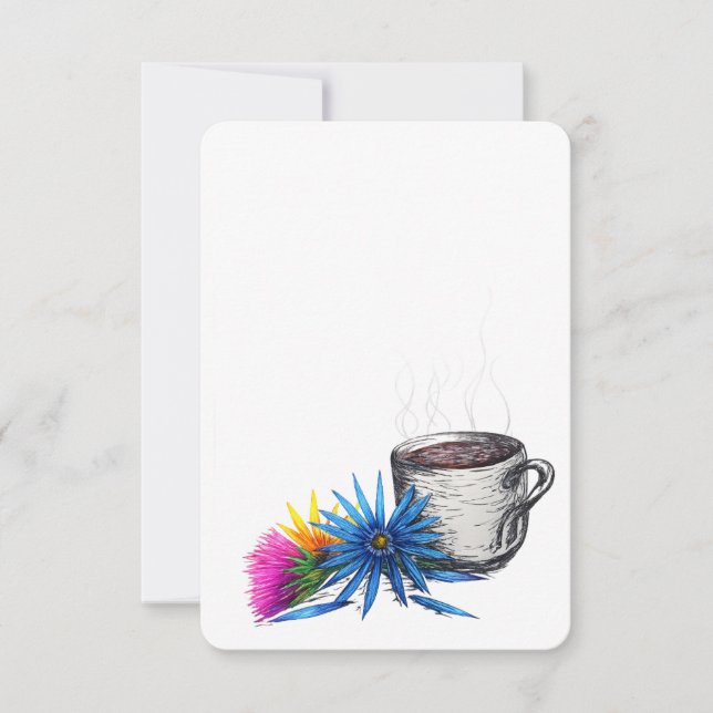 Kaffee & Wildblumen Mitteilungskarte (Vorderseite)
