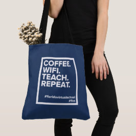 Kaffee. WLAN. Lehren. Wiederholen. Navy Tasche
