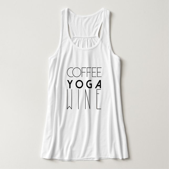 Kaffee Yoga Wein | Chic Typografy Tank Top (Design Vorderseite)