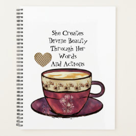 Kaffee-Zitat Motivierend Pink White Journal Planer