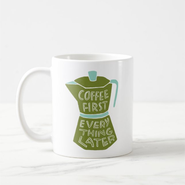Kaffee zuerst alles später Illustrierte Tasse Gesc (Links)
