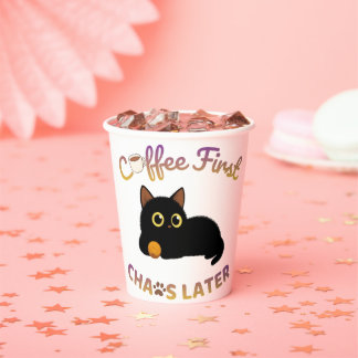 Kaffee zuerst, Chaos später Latte Tasse Pappbecher