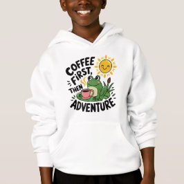 Kaffee zuerst dann Abenteuer - Niedlicher Reizfros Hoodie