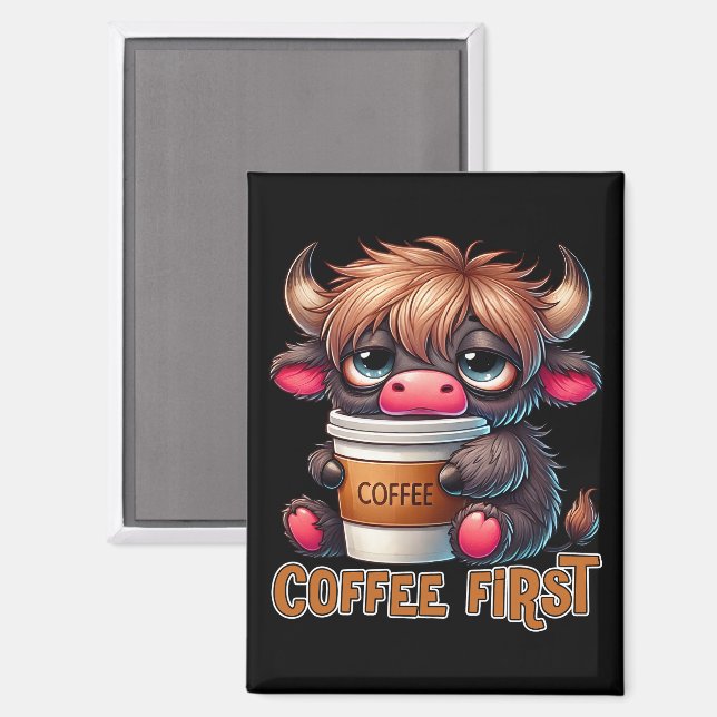 Kaffee zuerst Geschenke für Kaffeeliebhaber  Magnet (Vorderseite/Rückseite)