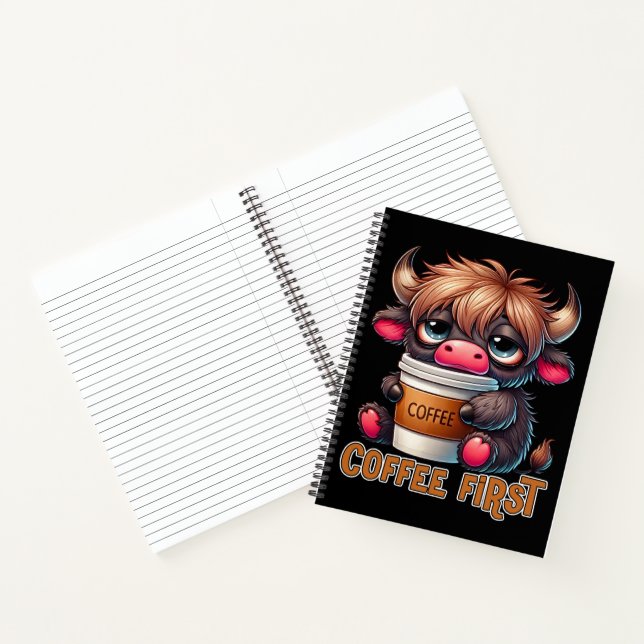 Kaffee zuerst Kaffee-Liebhaber-Geschenke  Notizbuch (Innenseite)