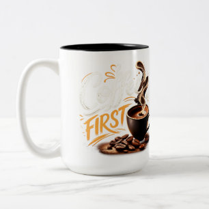 Kaffee zuerst Lustige Kaffeeliebhaber-Tasse   Morg Zweifarbige Tasse